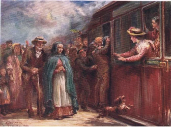 Auf nach Amerika, aus Einblicke in viele Länder: Irland, veröffentlicht von Adams & Charles, 1909